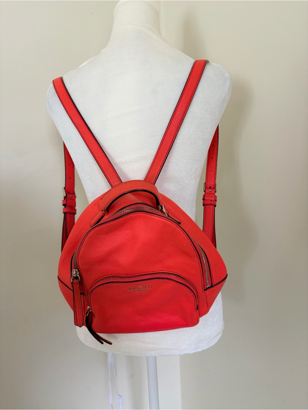 Kate Spade Jackson Small Red Leather Zip Top Backpack READ